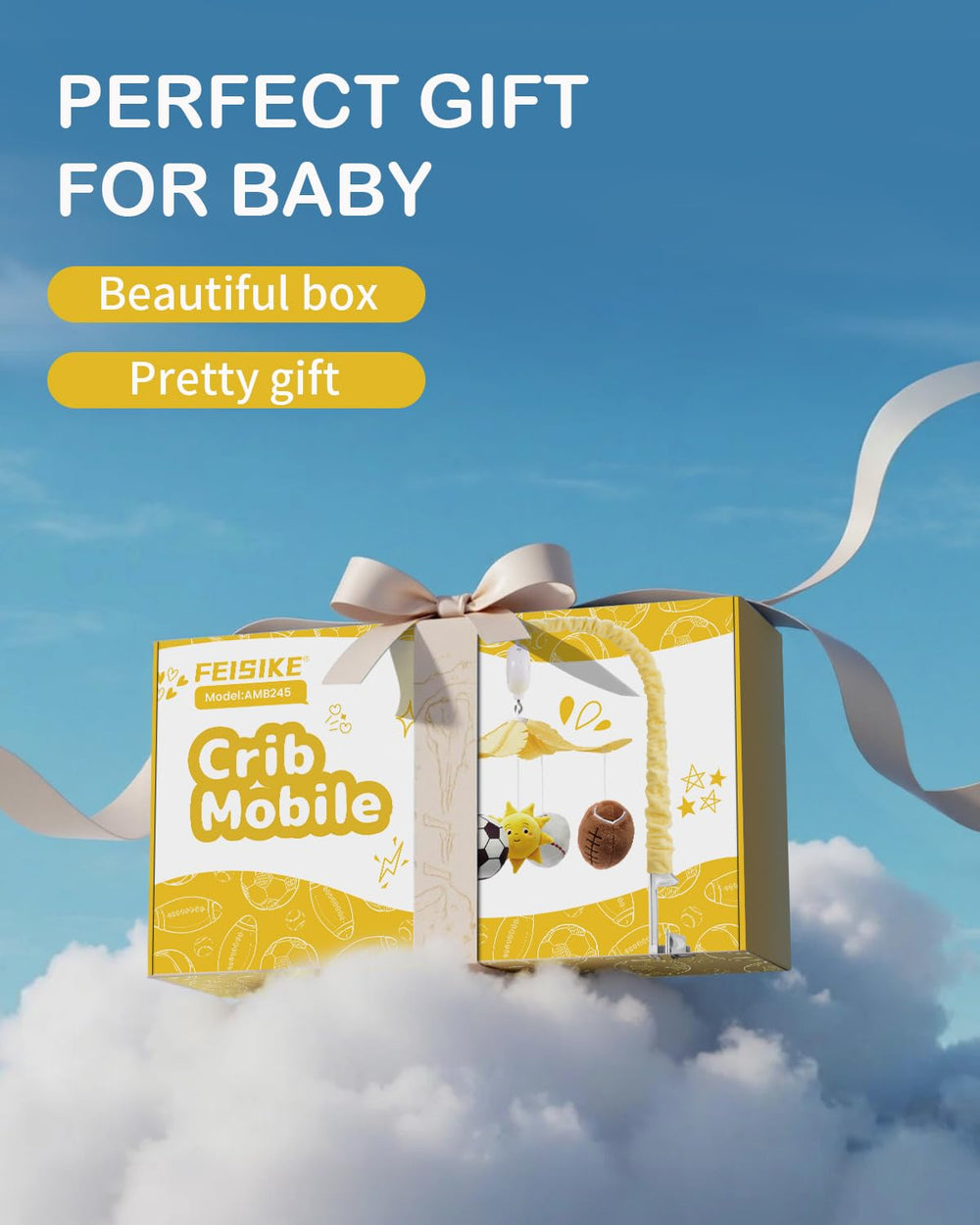 FEISIKE baby-crib-mobile soft-cotton-toys with safe calming visuals
