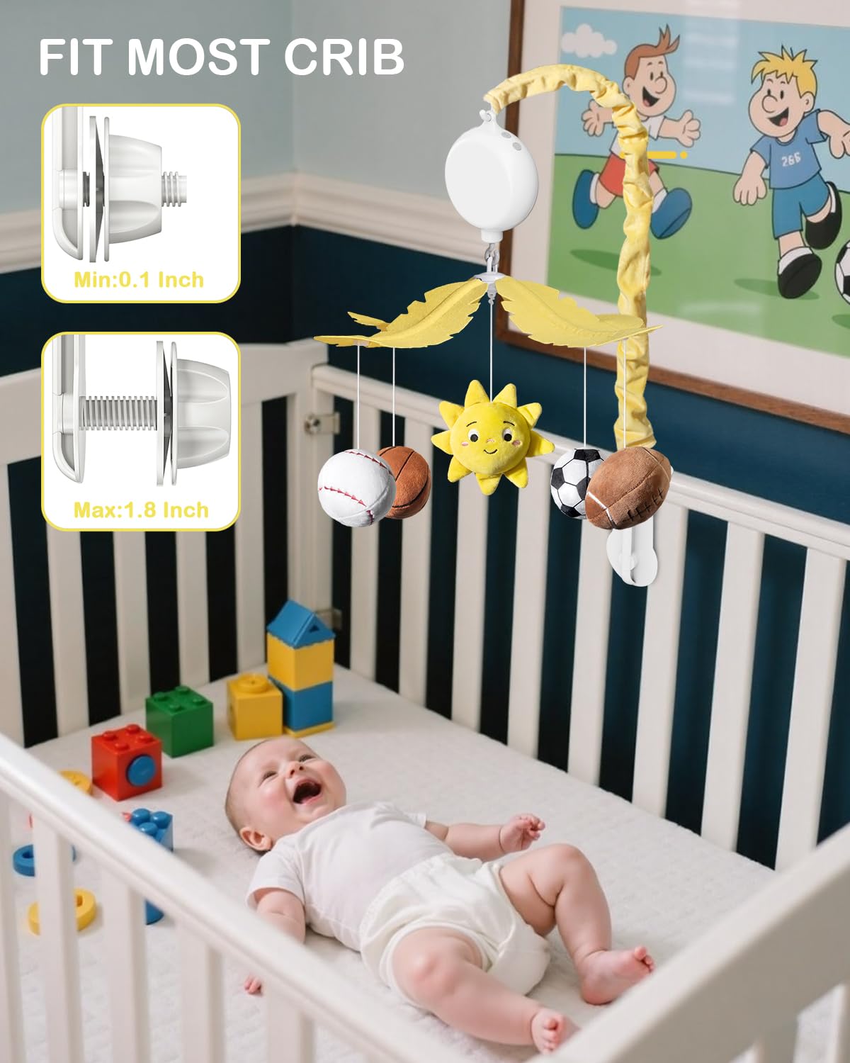 FEISIKE baby-nursery-sport-theme-mobile bright decor that engages and relaxes