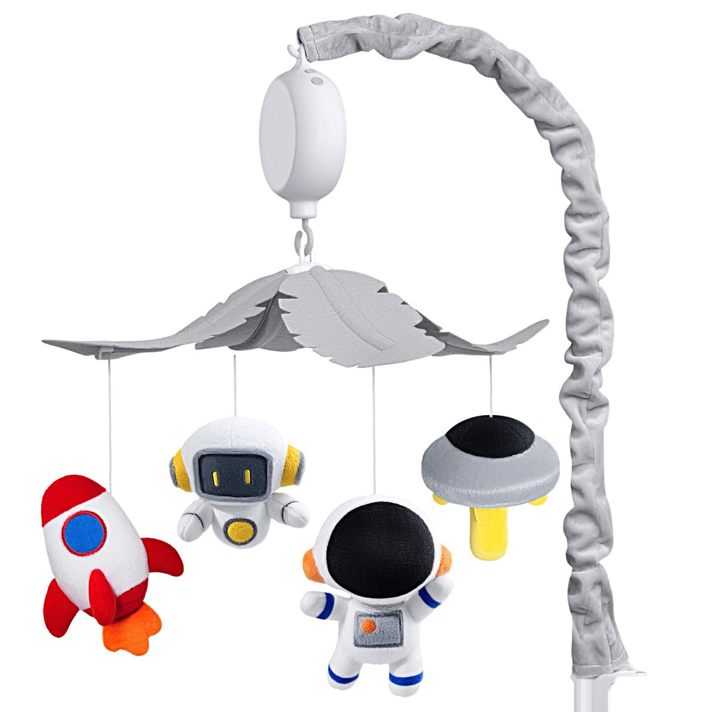 FEISIKE space crib mobile astronaut spins to promote visual tracking and calm daytime play