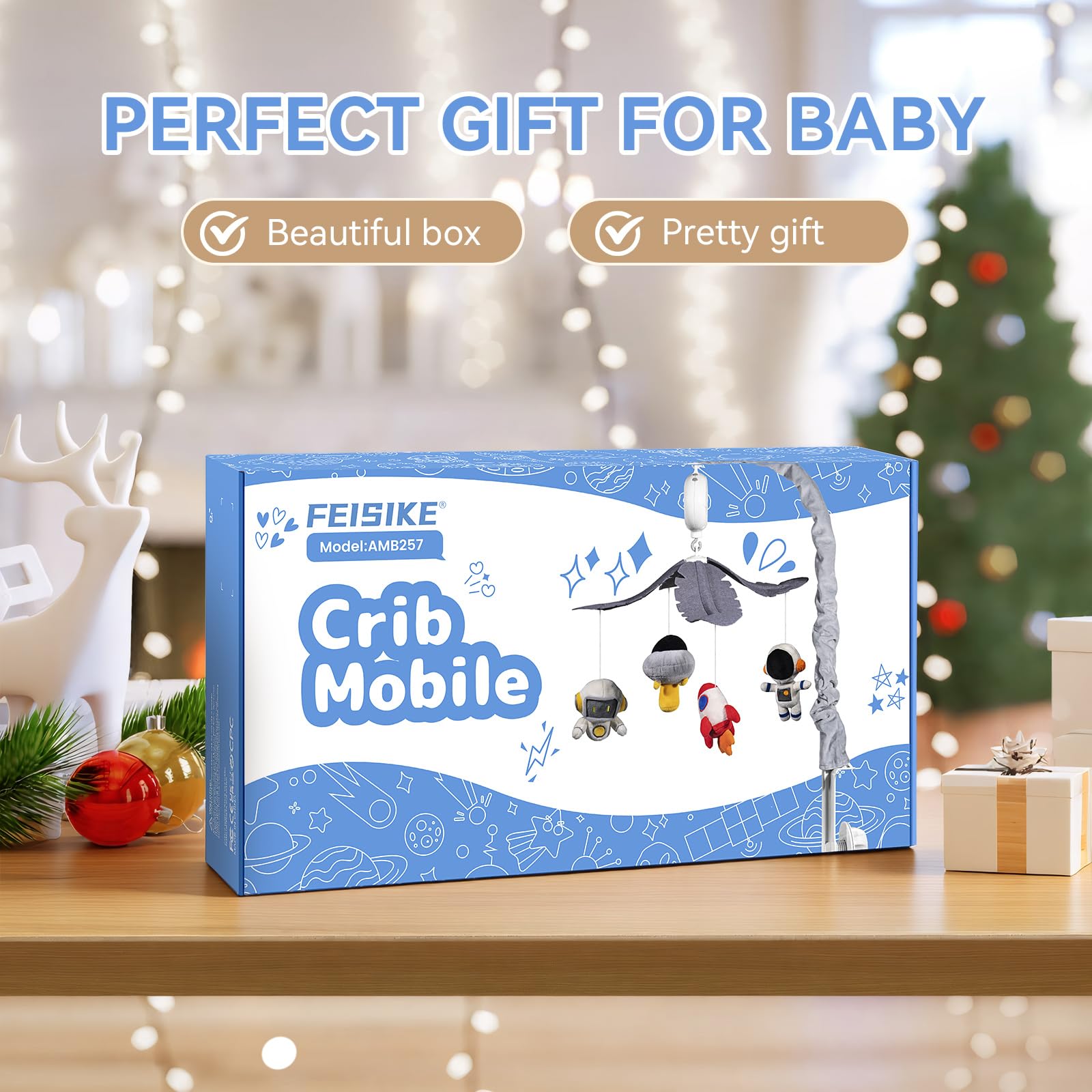 FEISIKE space crib mobile features 35 lullabies and three modes for varied routines