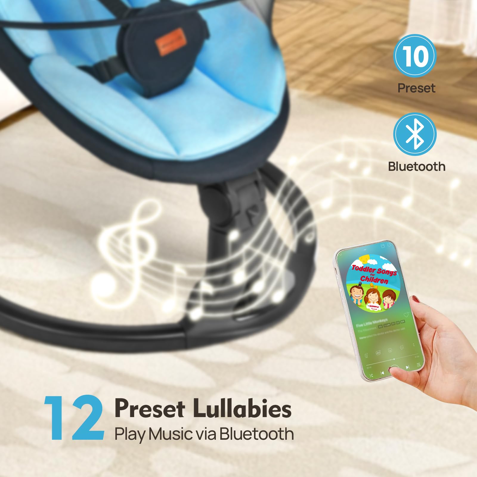 Feitiong baby swing mosquito net with see-through mesh for monitoring baby.