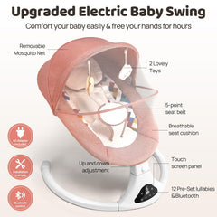 Feitiong pink infant swing remote control enables easy adjustments from caregiver
