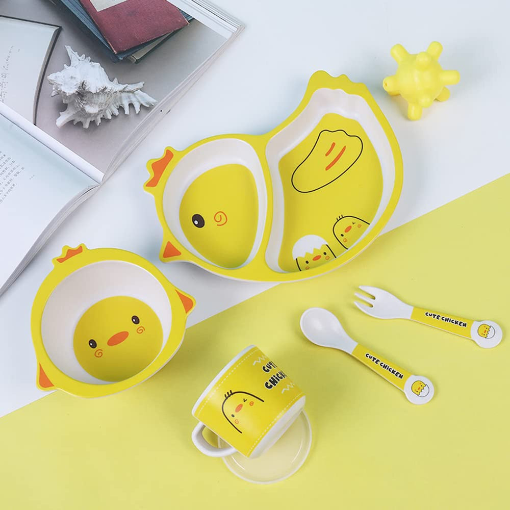 Fekdod bamboo kids dinnerware bowl ready for kid-sized portions