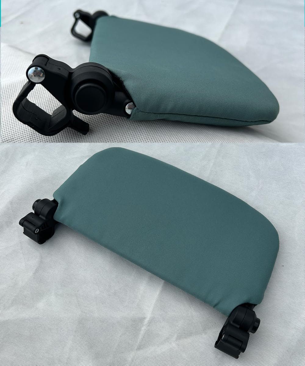 Folded Feliliber leg rest stored beside stroller for easy travel
