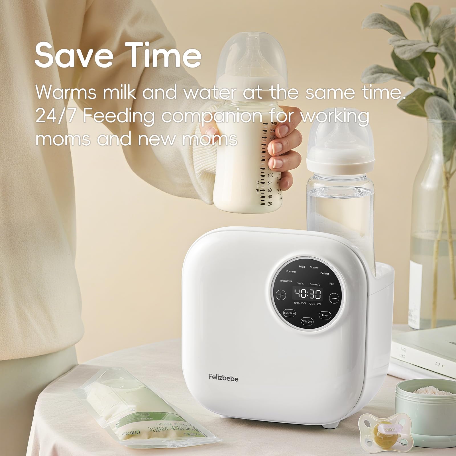 Felizbebe 10-in-1 warmer detachable bottom cover makes cleaning quick.