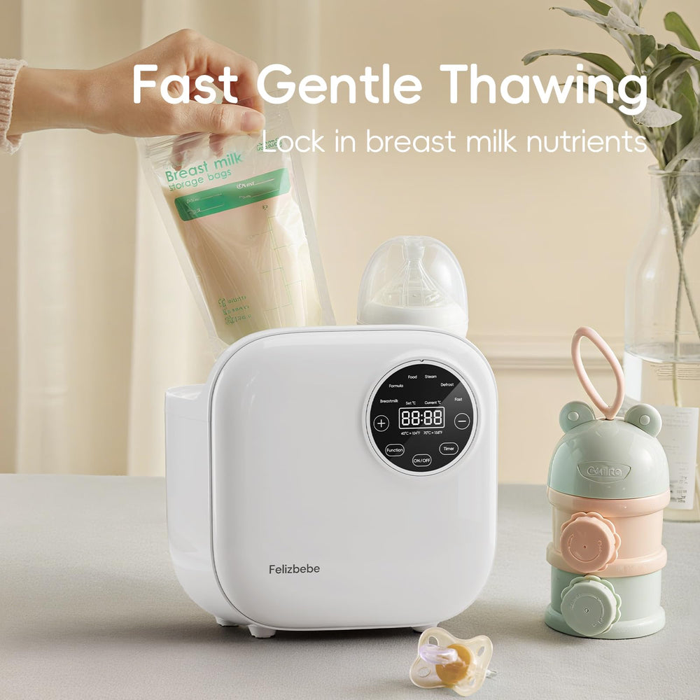 Felizbebe 10-in-1 warmer silent operation ideal for night feeds.