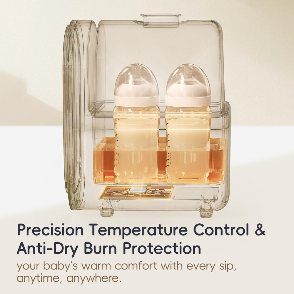 Felizbebe bottle warmer control panel shows precise temperature and timer options
