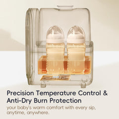 Felizbebe bottle warmer control panel shows precise temperature and timer options