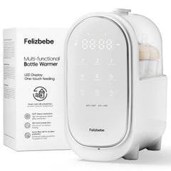 Felizbebe bottle warmer front view with dual bottles for quick feeding sessions