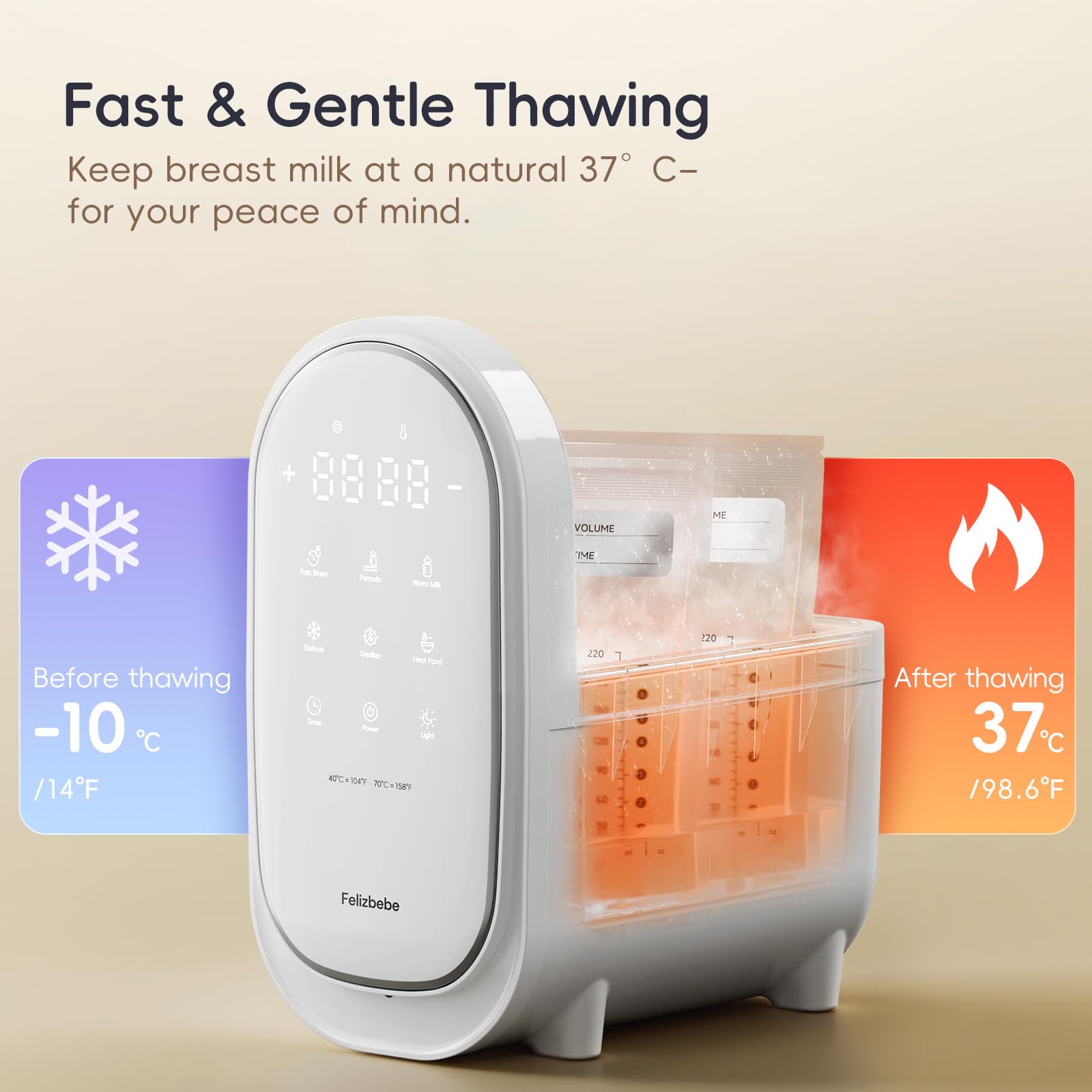 Felizbebe bottle warmer auto-shutoff improves safety during use