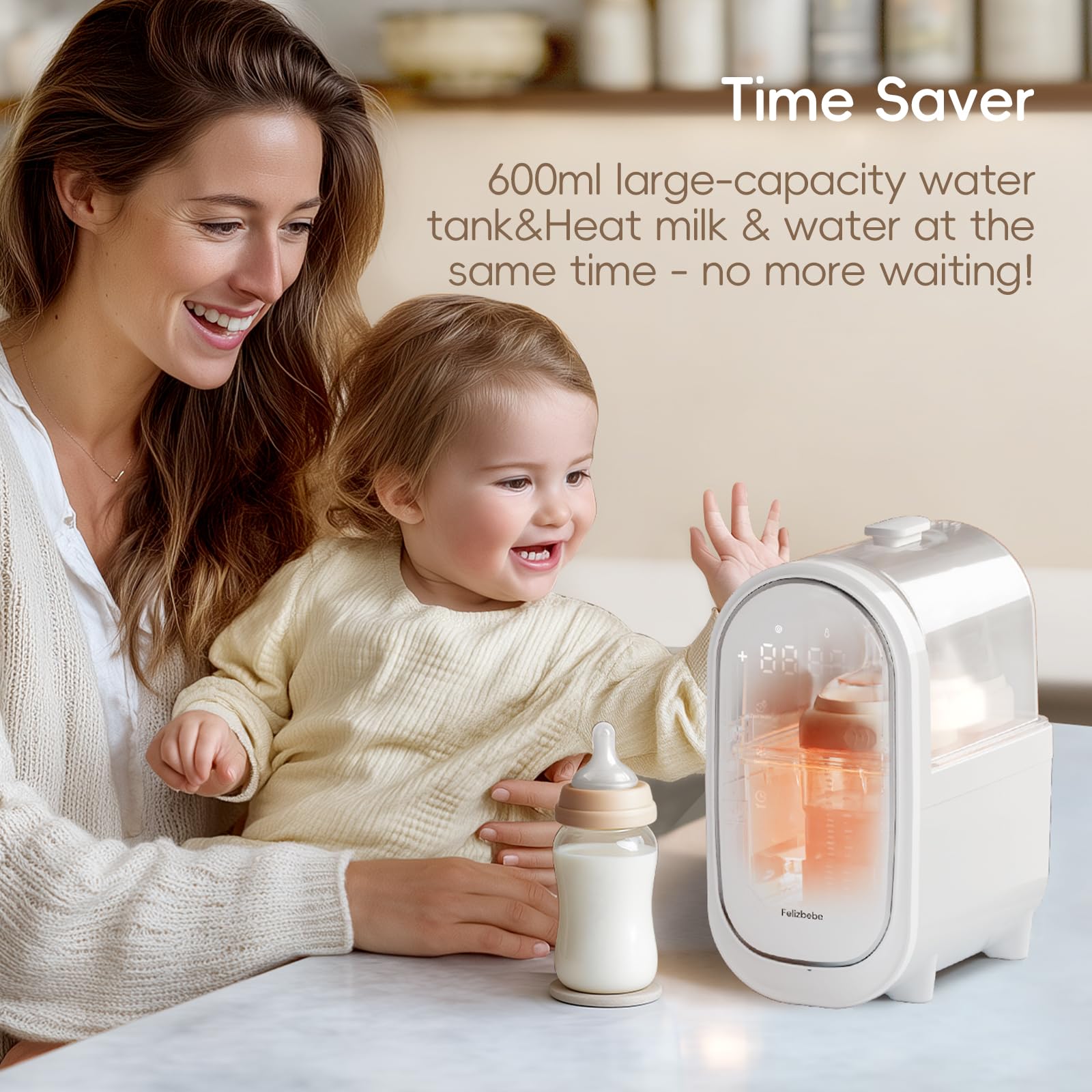 Felizbebe bottle warmer steaming function for gentle warming and thawing