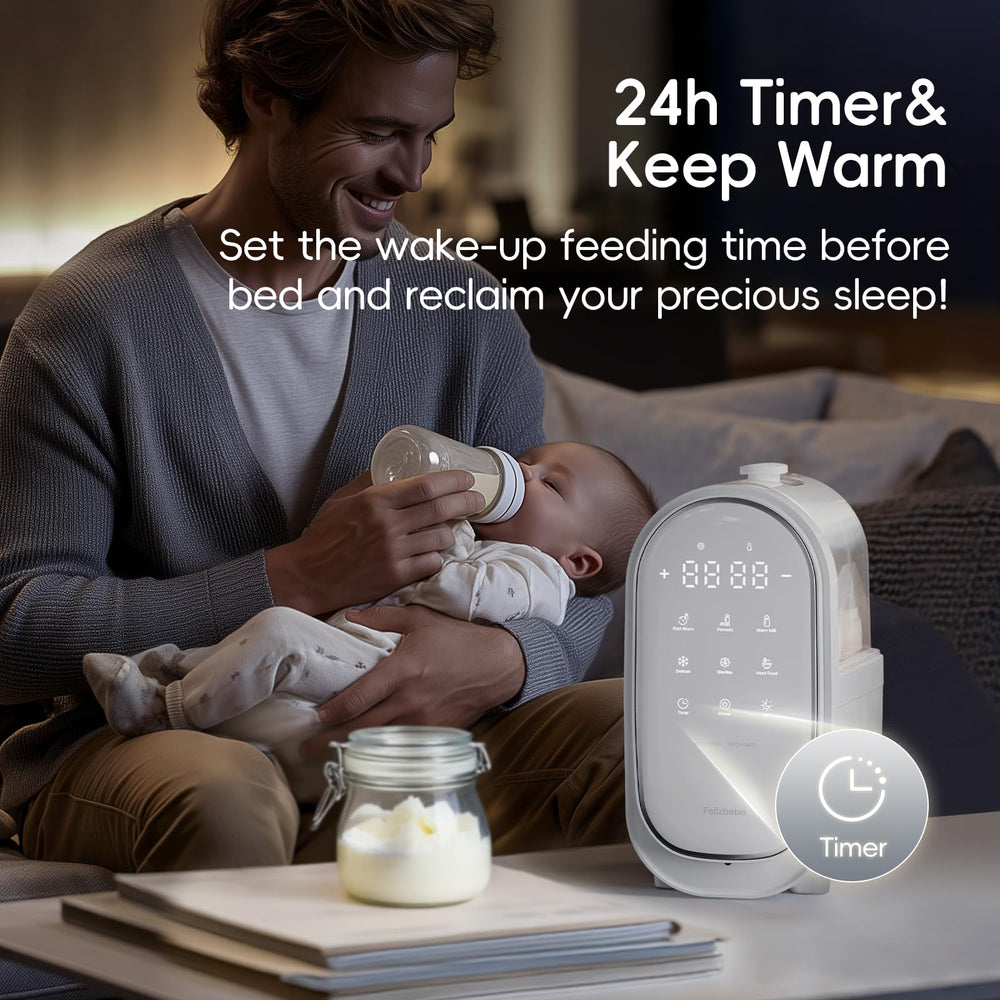 Felizbebe bottle warmer uses water bath heating for even warmth