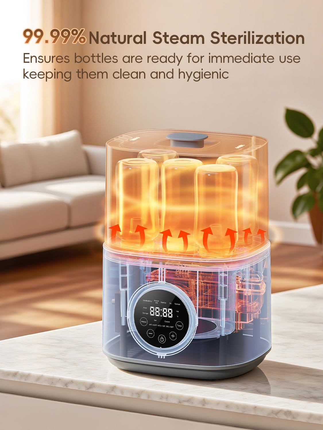 Felizbebe bottle warmer gently heats breast milk to the right temperature.