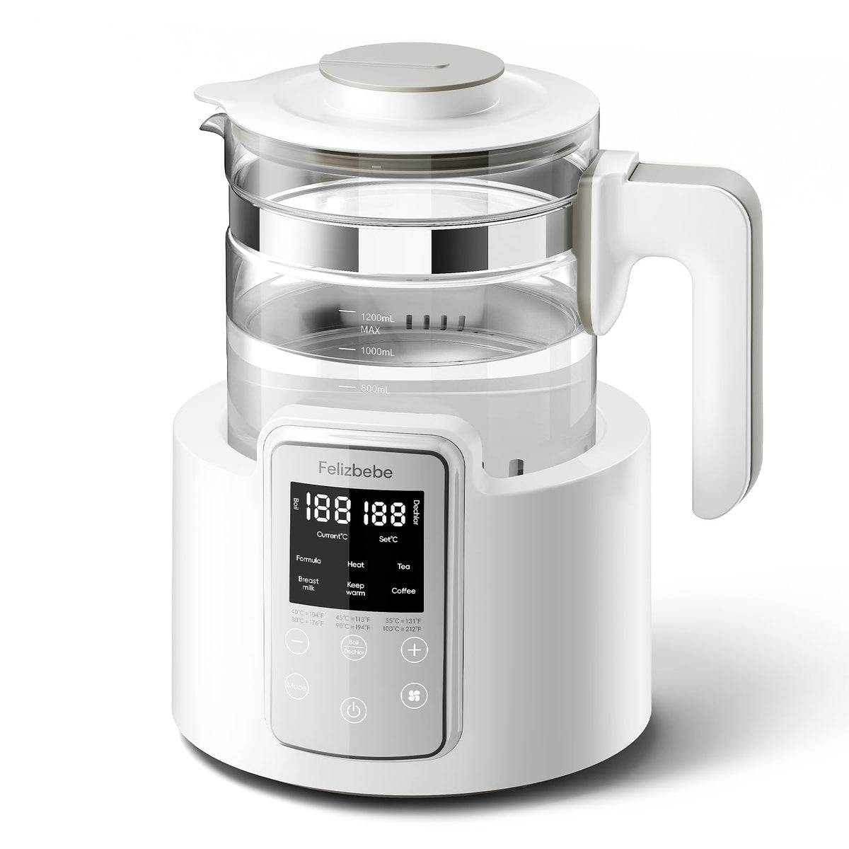 Felizbebe Instant Water Warmer front view for quick, reliably warm formula.