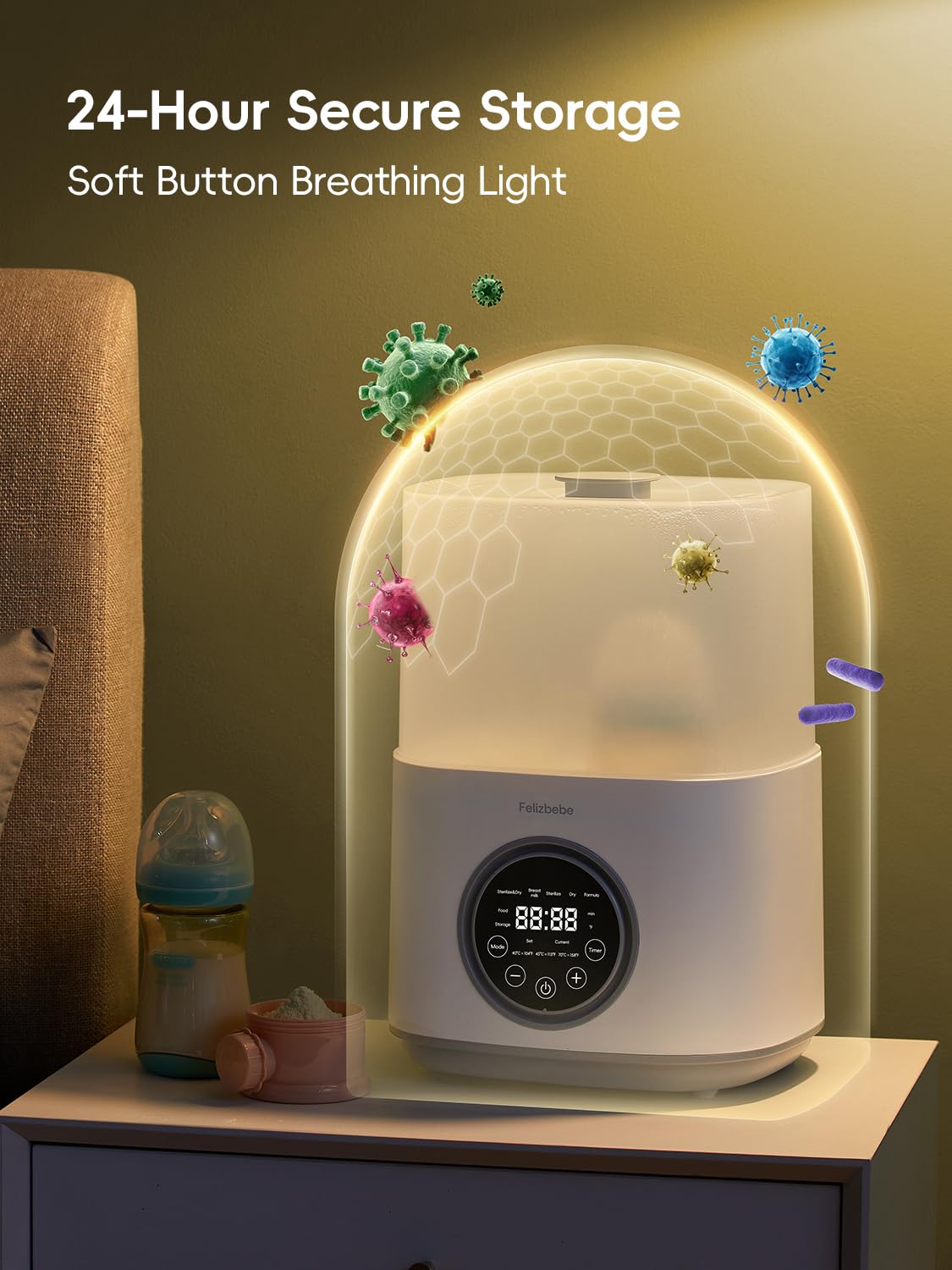 Felizbebe touch-screen control enables easy operation and fast adjustments.