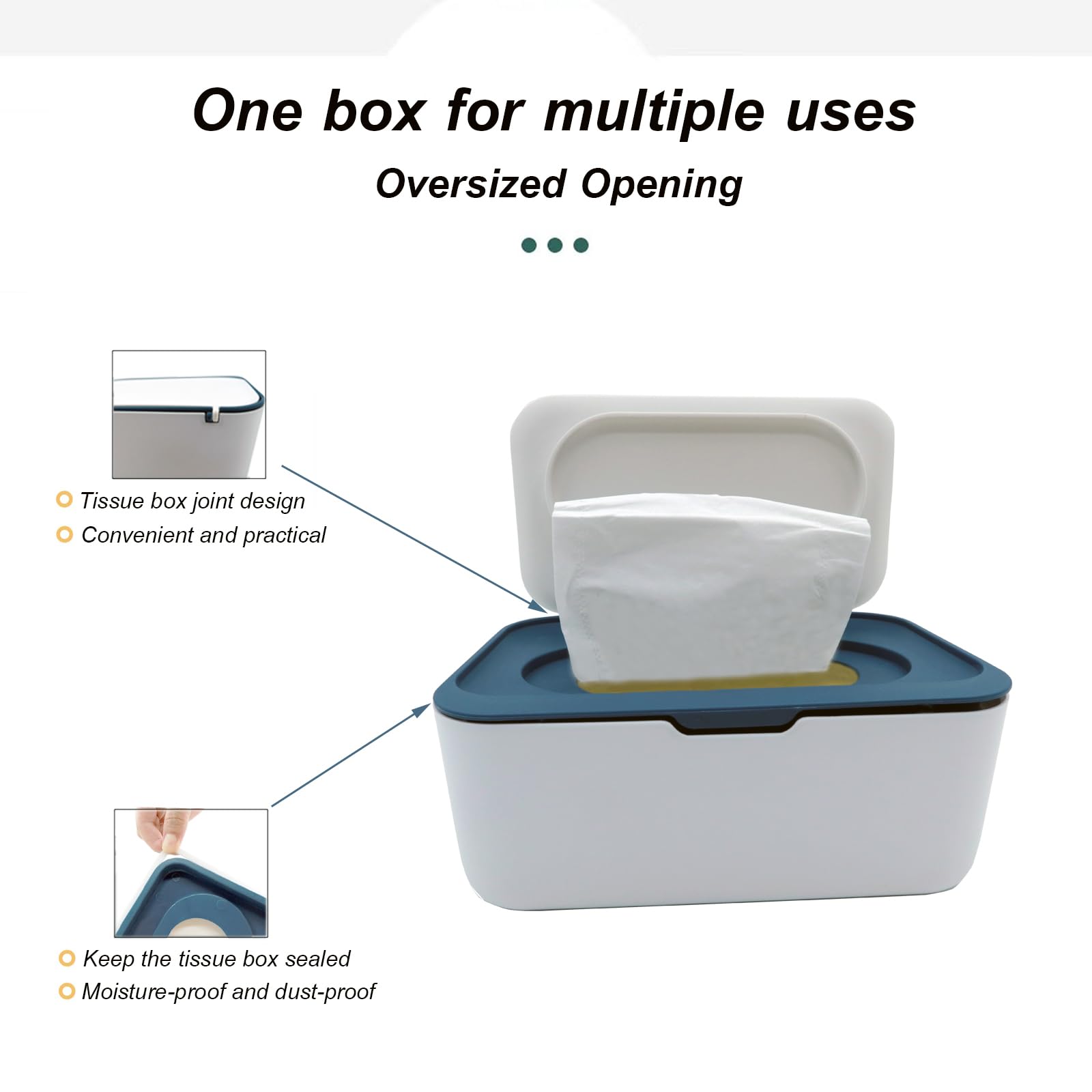 Femoliyes wipes dispenser lid open blue for easy one-handed access