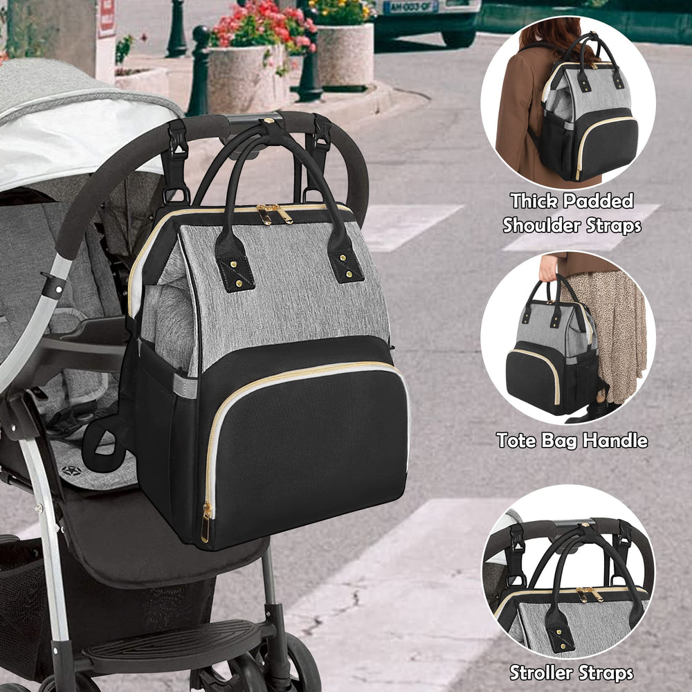 Femuar diaper bag side pocket stores wipes, bottles, or umbrella for easy reach.