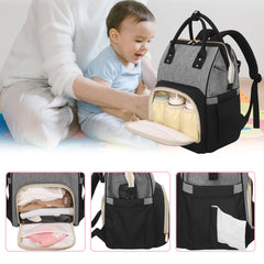 Femuar diaper bag stroller hooks enable hands-free strolling and quick bag access.
