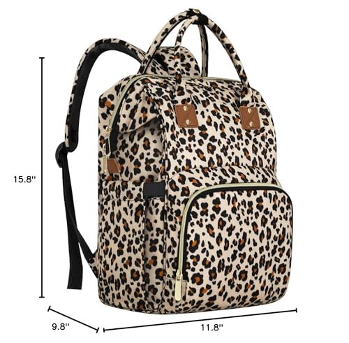 Femuar leopard diaper bag backpack versatile in backpack, handbag, or stroller mode.