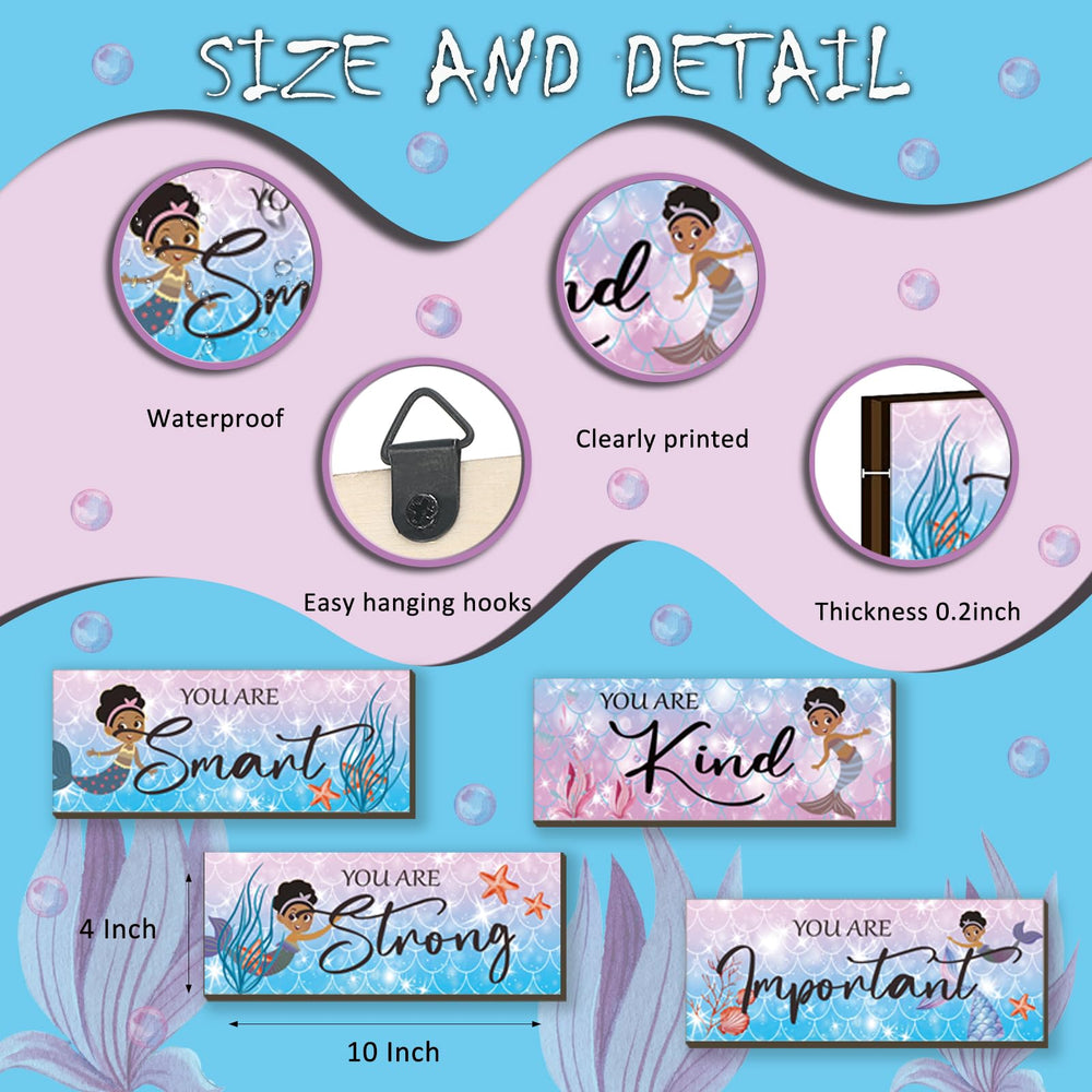 FENCORDAR mermaid bedroom decor 10x4-inch panel for compact wall styling
