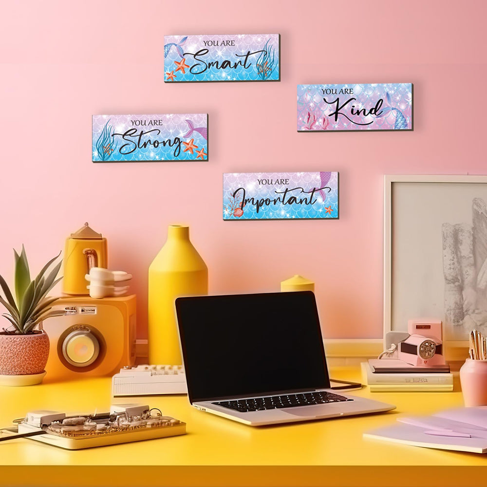 FENCORDAR mermaid bedroom decor wooden sign showcases size and craftsmanship.