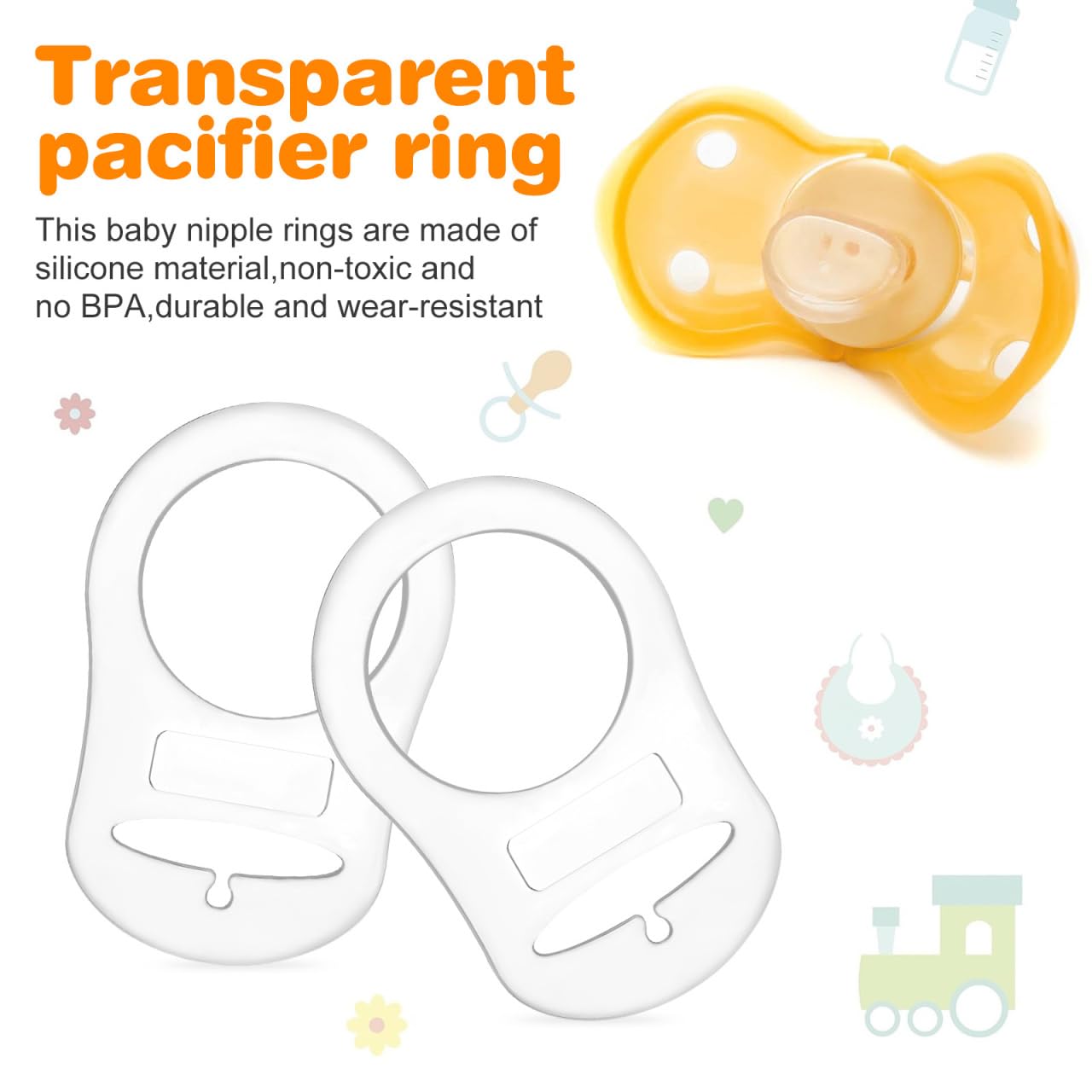 FENICAL easy-use baby pacifier rings show simple design for quick clipping