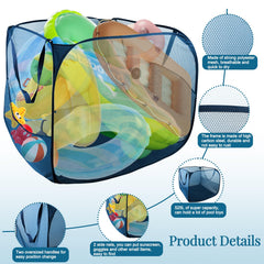 Feoang pool toy storage bin ground nails secure against wind during outdoor use.
