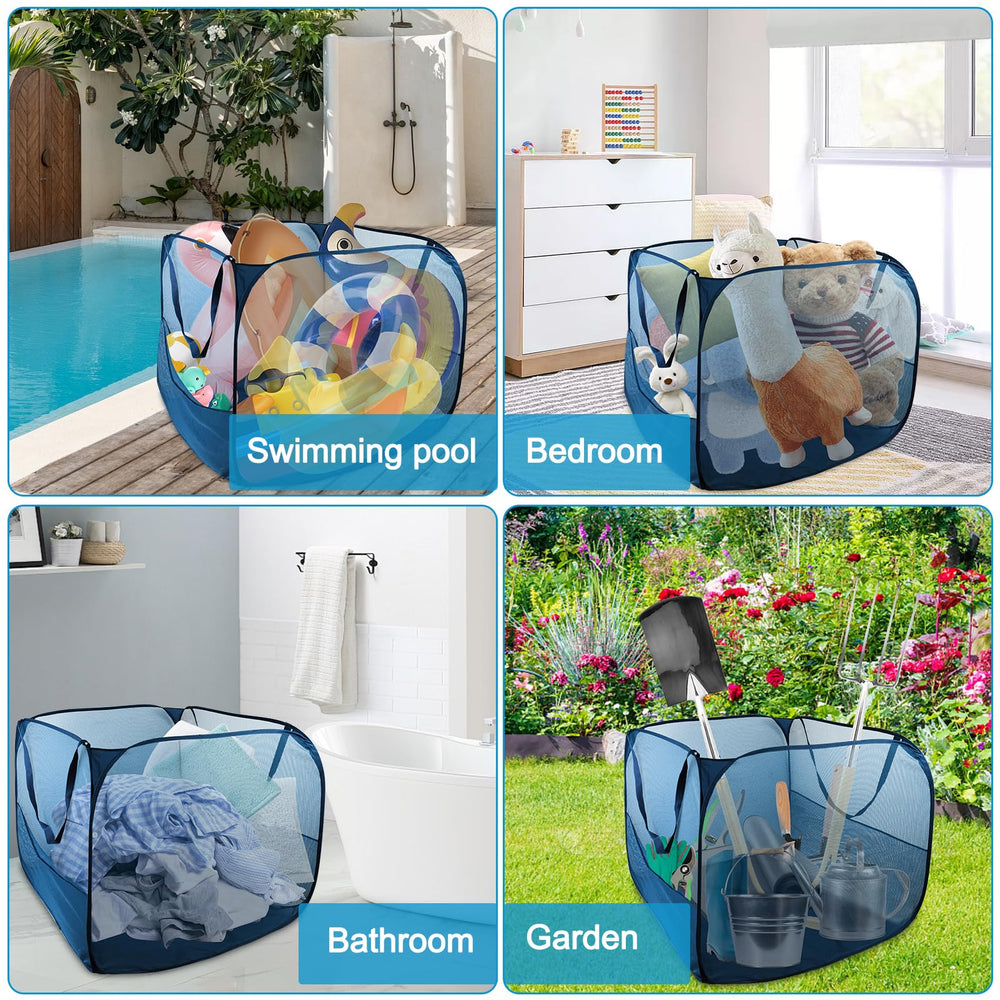 Feoang pop-up storage bin works well outdoors on patios or gardens.