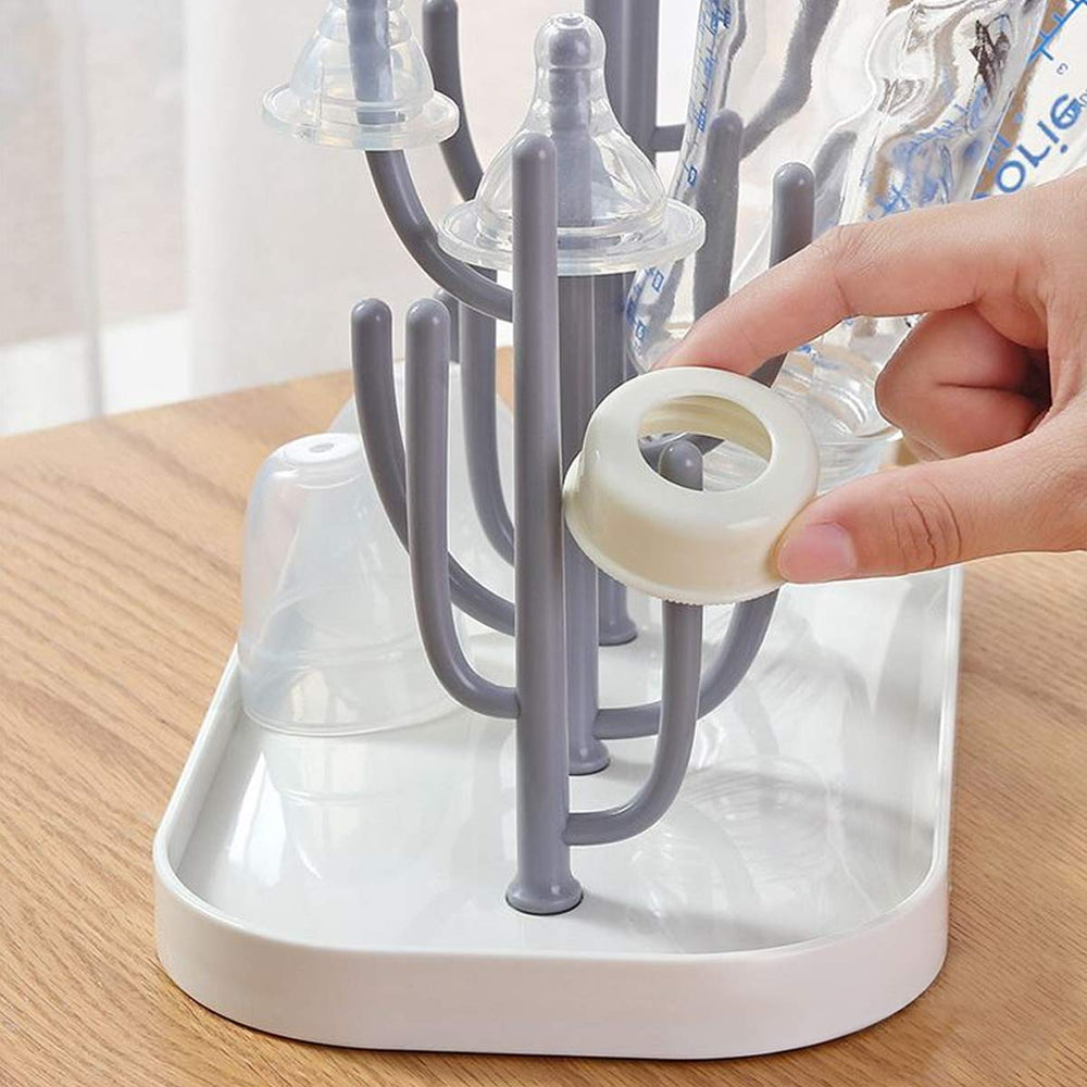 FEOOWV gray drying rack on kitchen counter blends with modern décor.