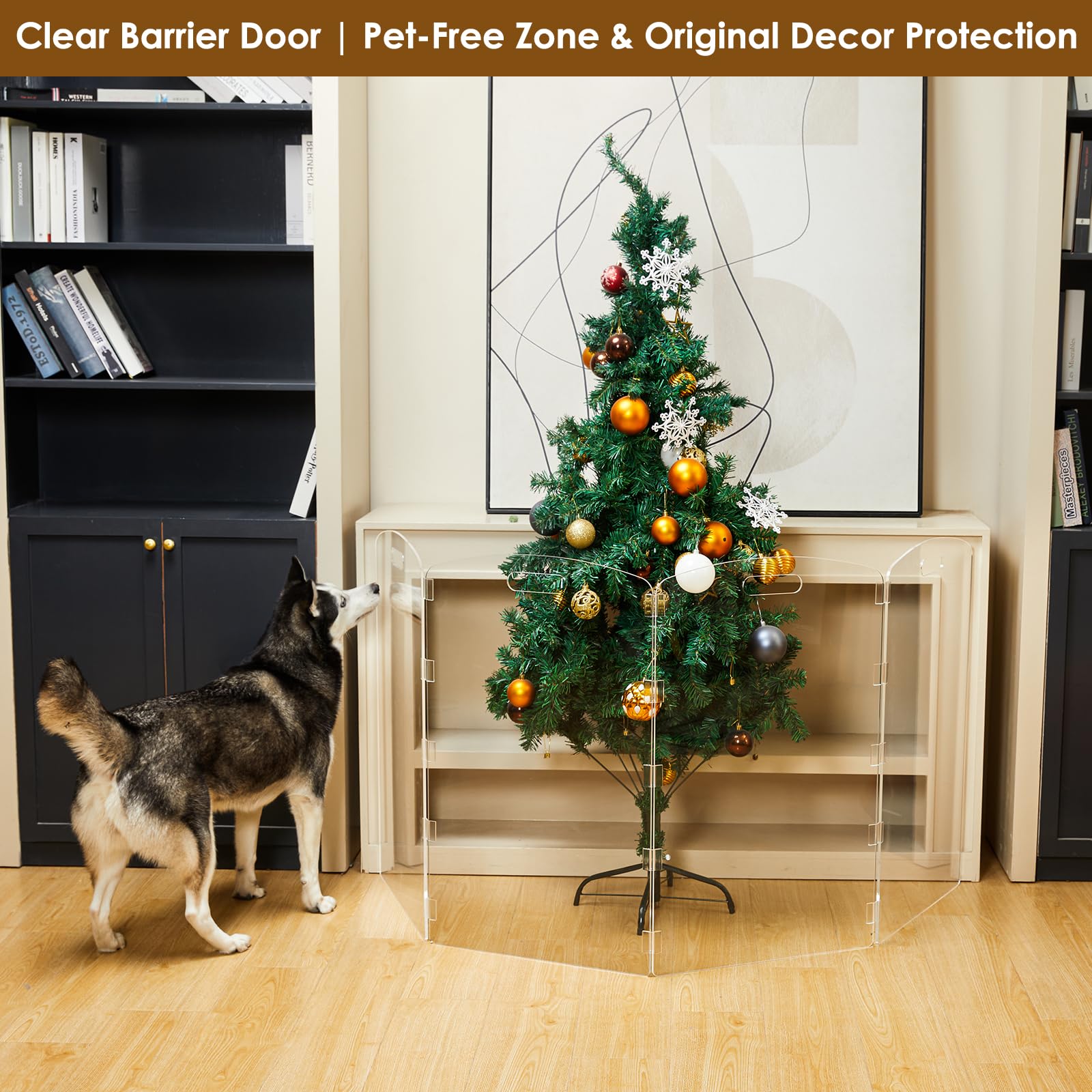 Feoyoho acrylic pet gate bottom protects floors during use