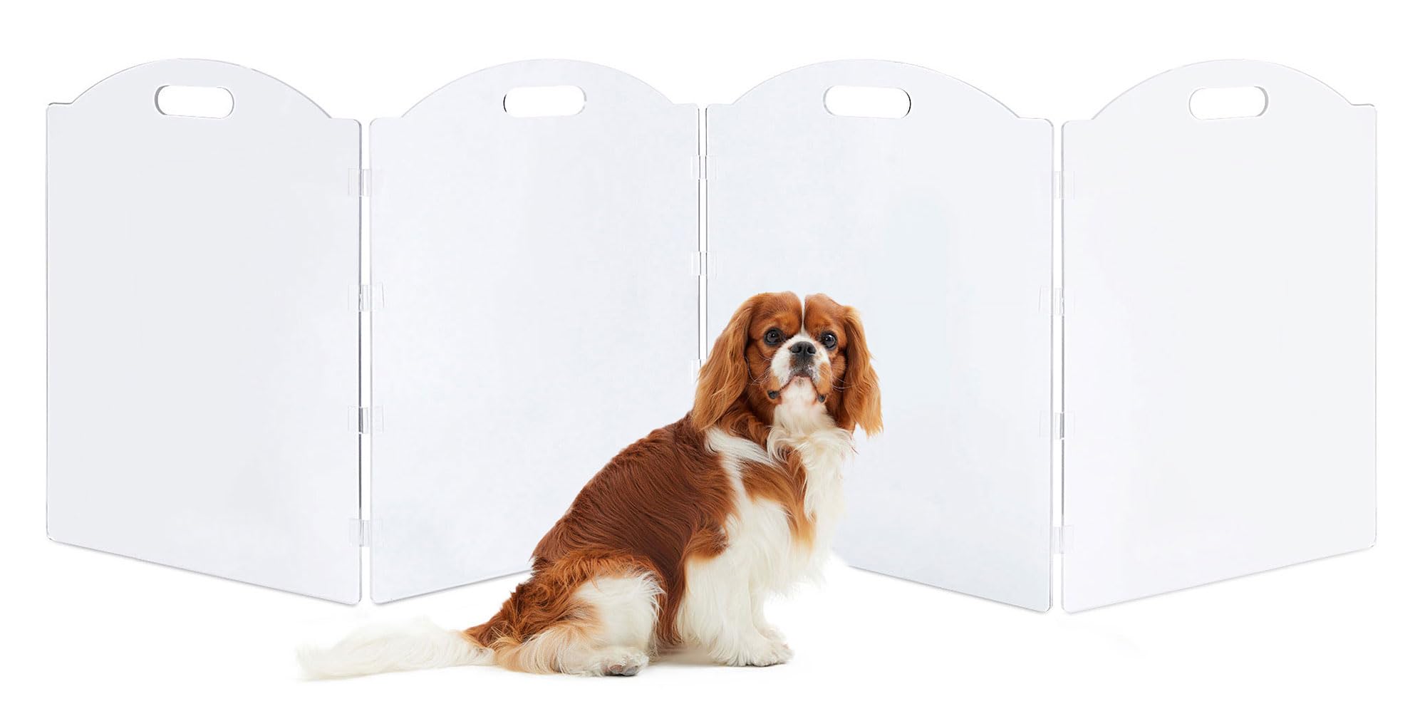 Feoyoho clear acrylic dog gate, 3-panel folding setup for doorways.