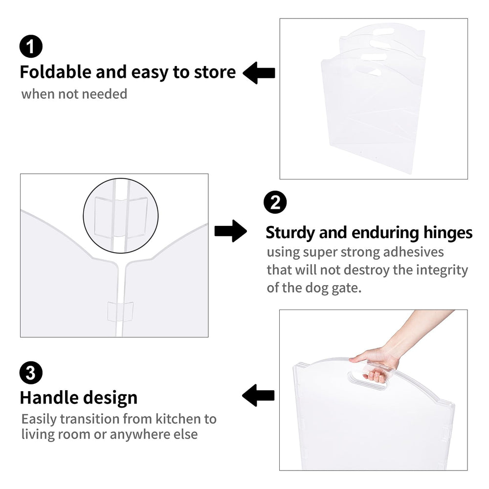 Feoyoho clear acrylic dog gate in stair-view setup, keeps stairs contained.