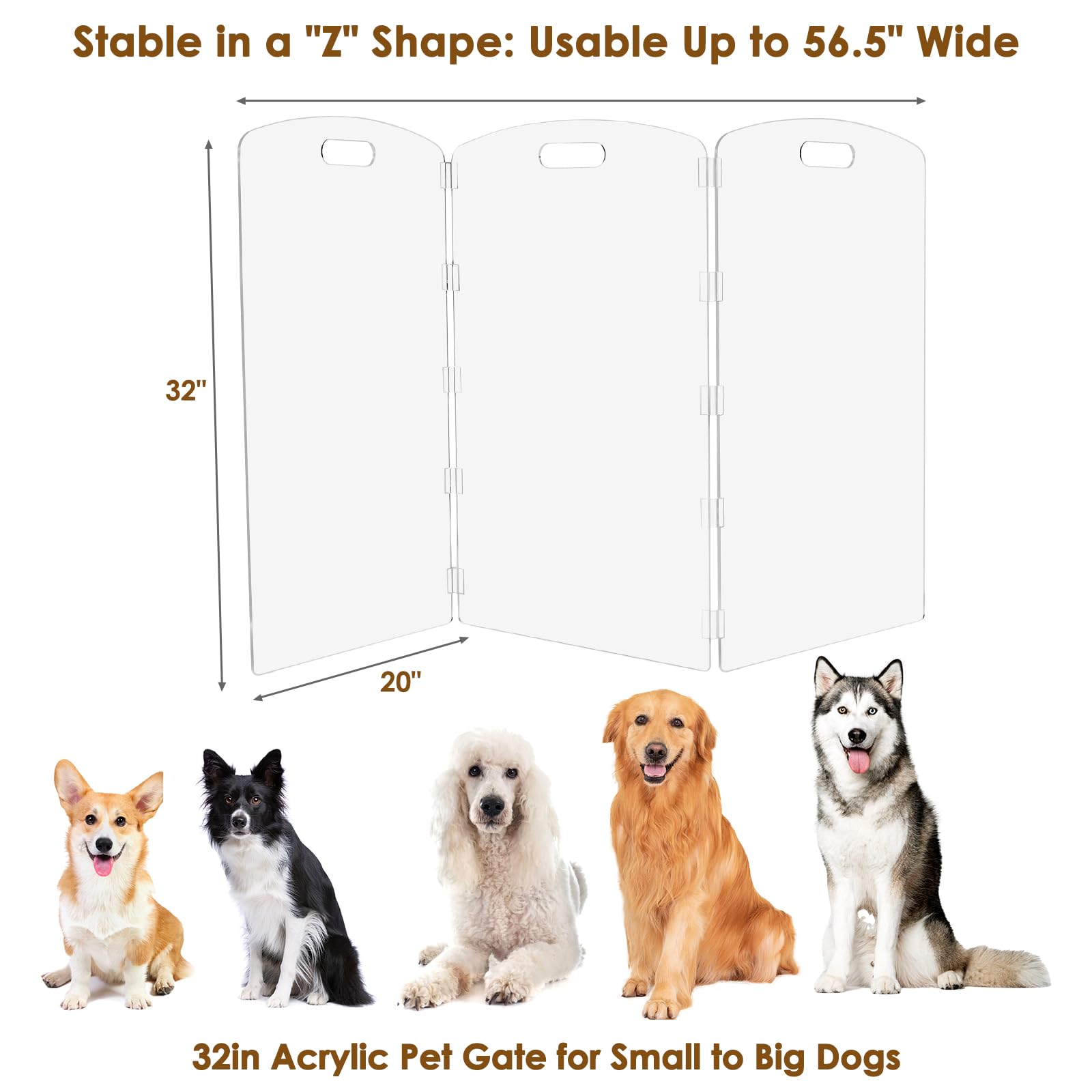 Feoyoho clear dog gate edges closeup shows smooth edges for pet safety.