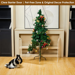 Feoyoho gate bottom protection keeps floors scratch-free during gentle pet pushes.