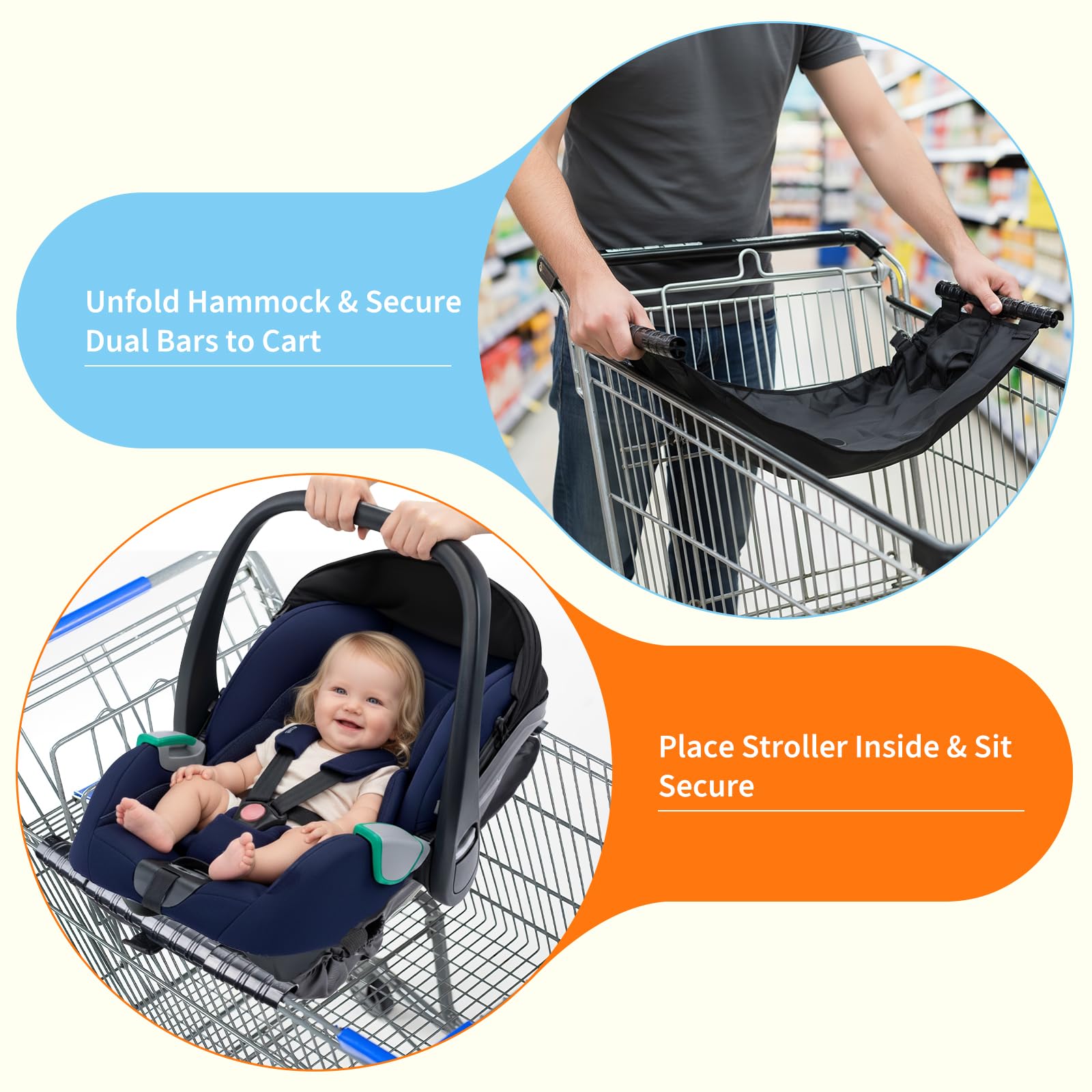 Fevbcnrj Hammock adjustable-straps image shows secure fit during varied cart sizes