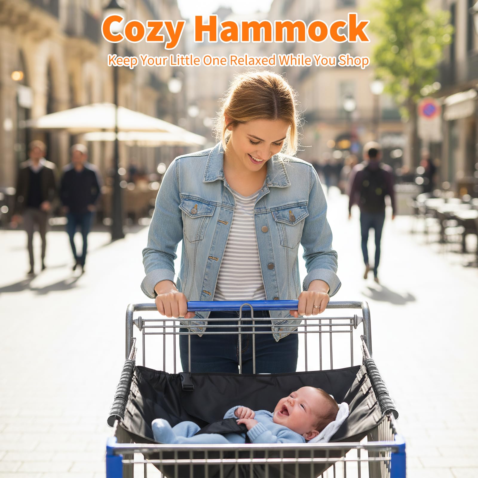 Fevbcnrj Shopping Cart Hammock black design complements everyday shopping