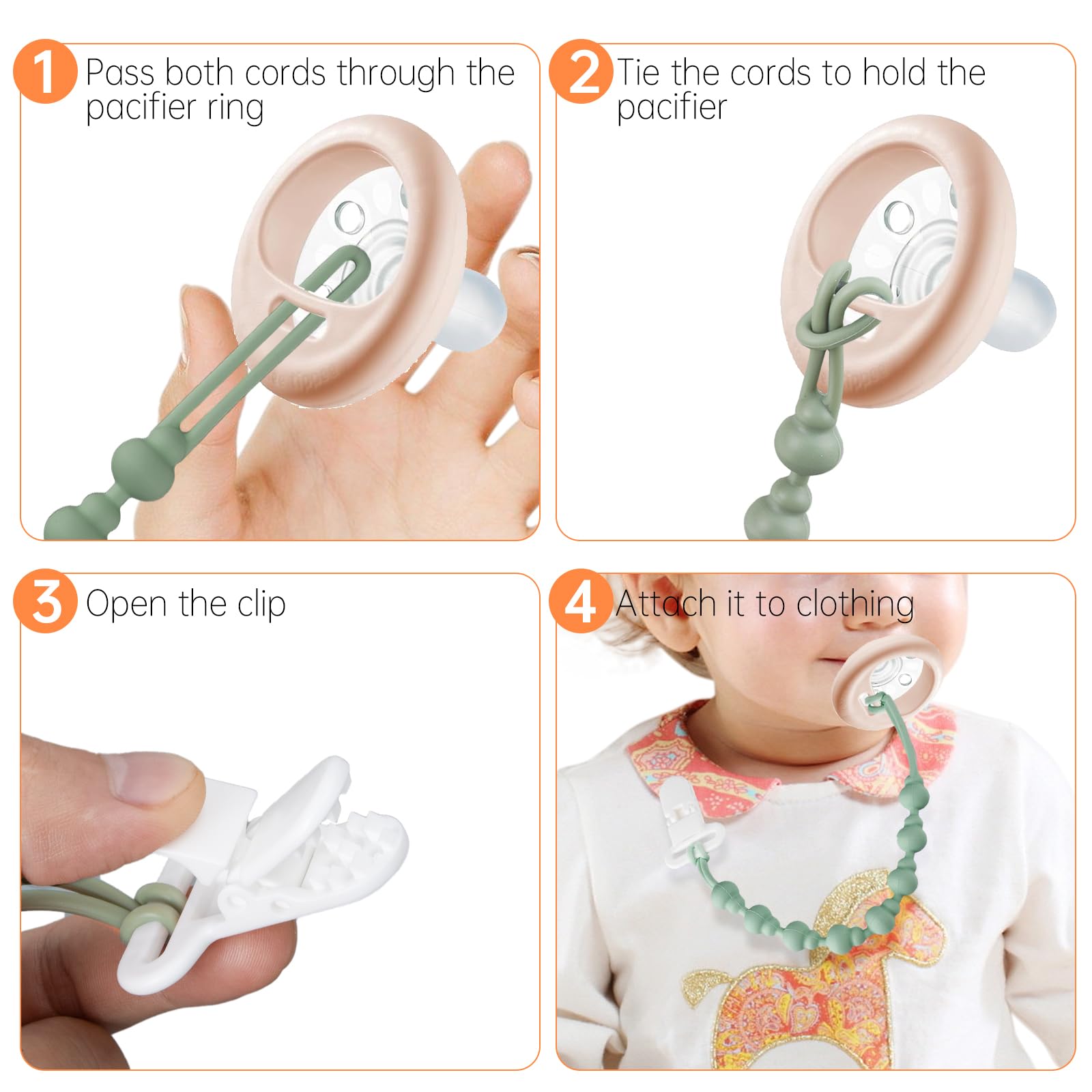 Fevbcnrj easy-clean pacifier clip cleans quickly with soap and air dry