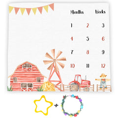 F-FUN SOUL milestone blanket tractor design for adorable growth photos