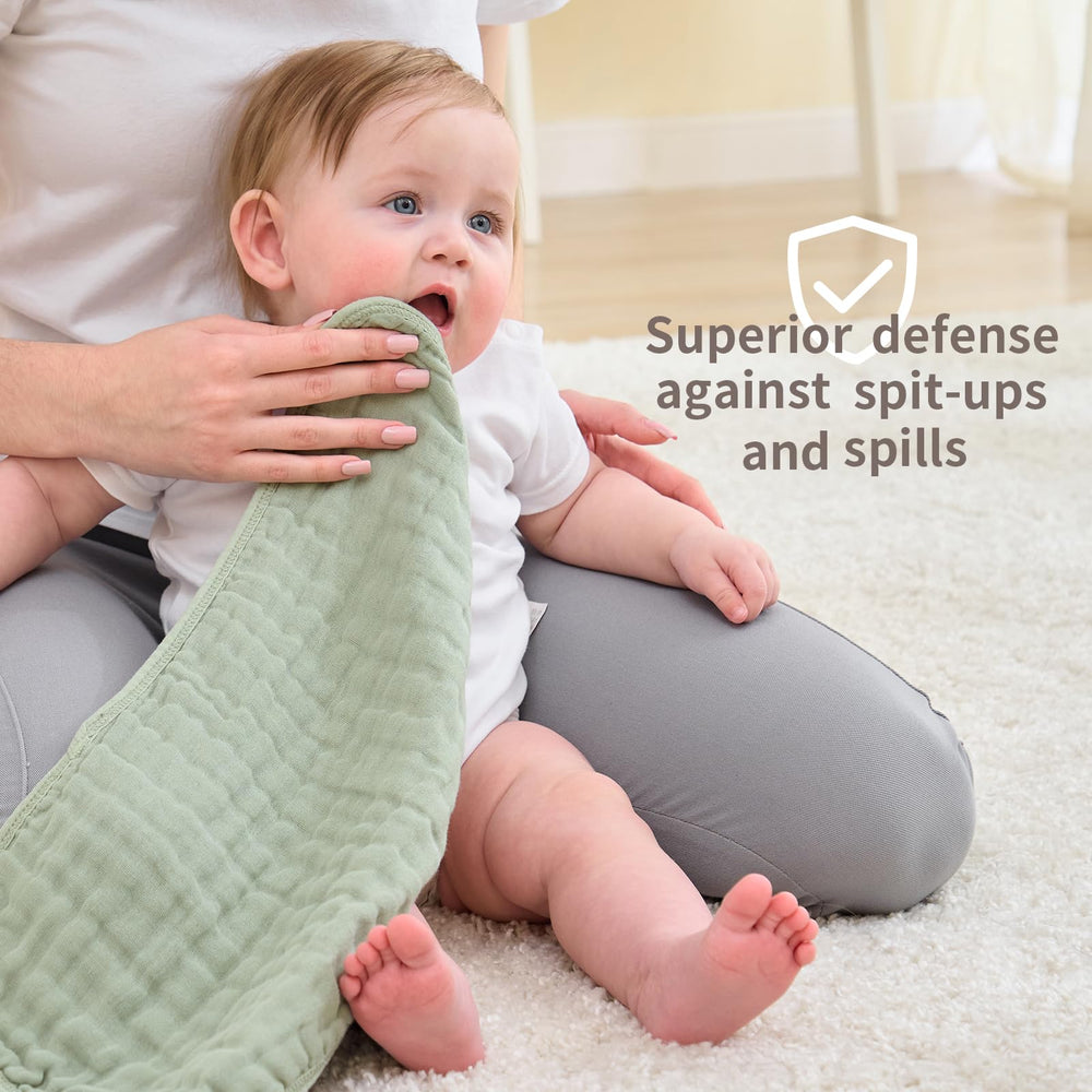 Fhealkid muslin burp cloths offer a plush feel for everyday use and wiping.
