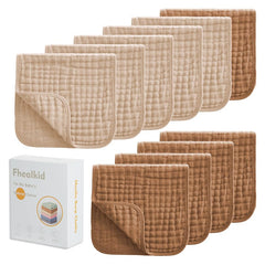 Fhealkid muslin burp cloths in 22x10 size provide full coverage during feeds.