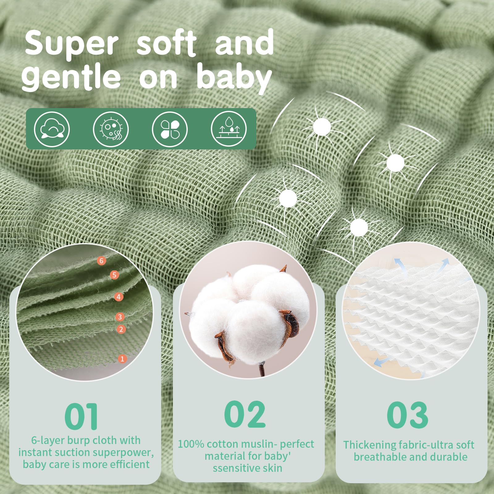 Fhealkid muslin burp cloths are machine-wash friendly for busy parents.