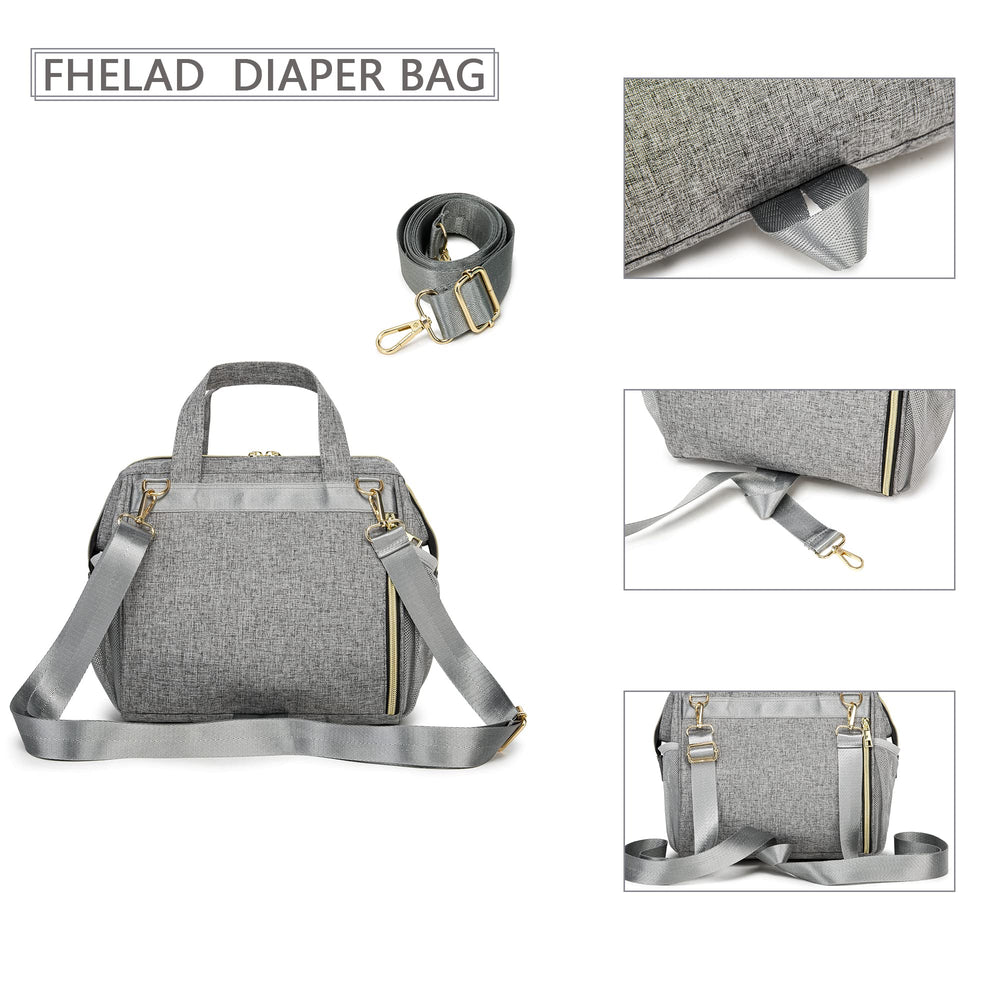 FHELAD 5-in-1 packing-ready design—fits diaper kit and snacks for errands.