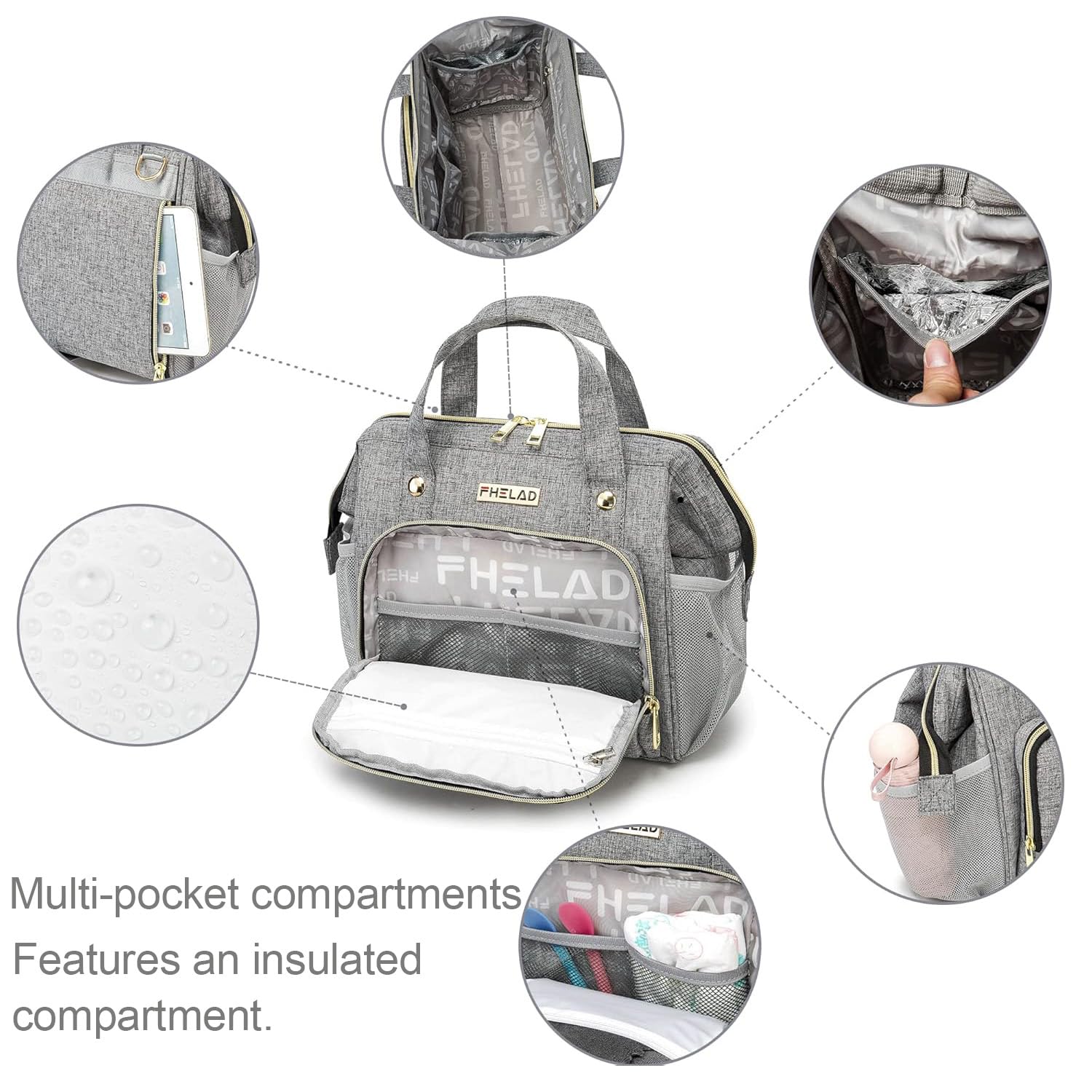 FHELAD 5-in-1 adjustable shoulder strap—customizable comfort for all-day wear.