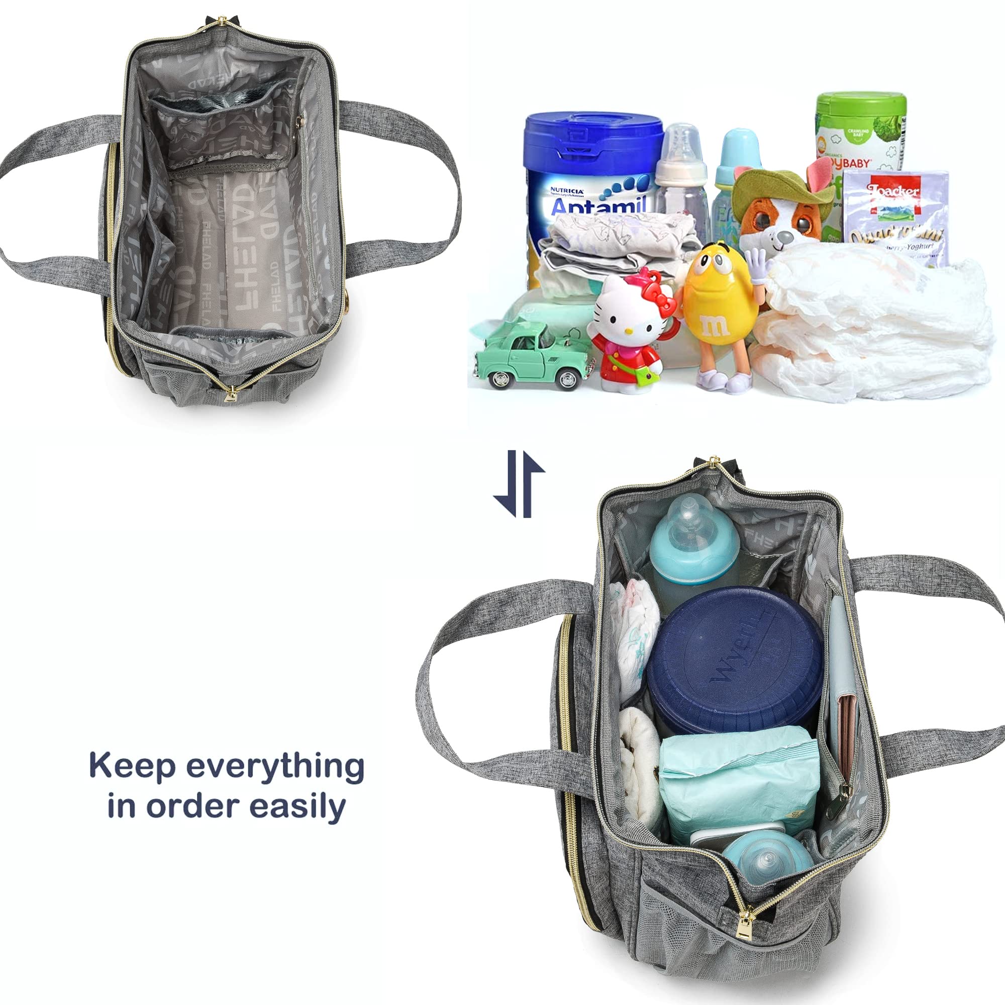 FHELAD 5-in-1 stroller organizer use—keeps baby gear within reach.