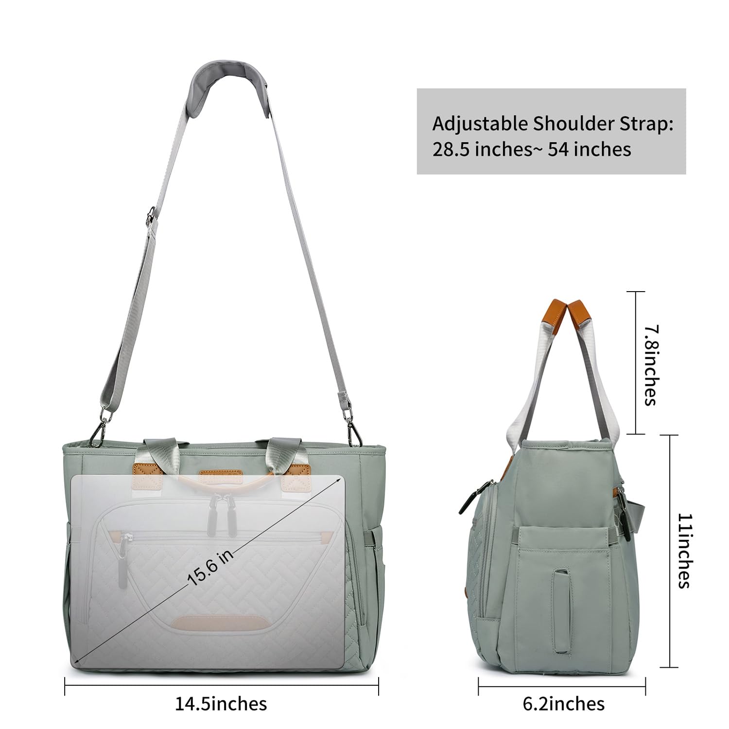 FHELAD diaper bag tote 16-inch laptop compartment fits work devices
