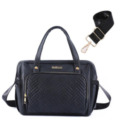 FHELAD diaper bag tote front view highlighting quick-access pockets for busy parents