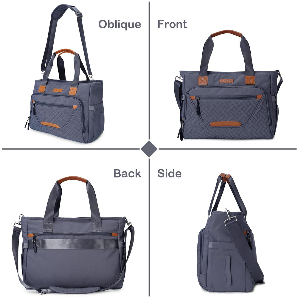 FHELAD diaper bag tote stylish quilting makes it gift-ready for new parents.