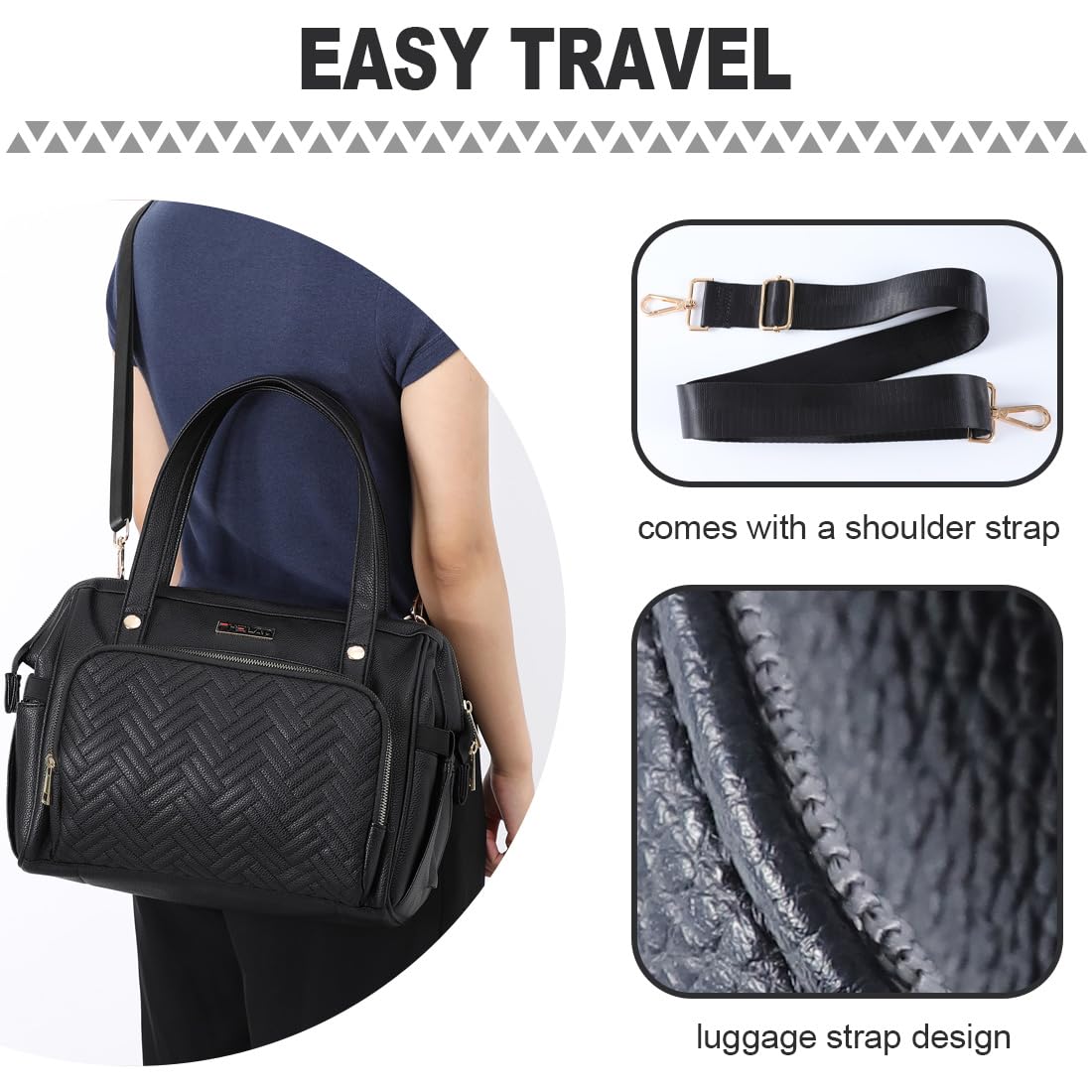 FHELAD diaper bag tote inside layout with divider pockets for bottles and wipes