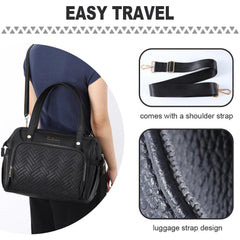 FHELAD diaper bag tote inside layout with divider pockets for bottles and wipes