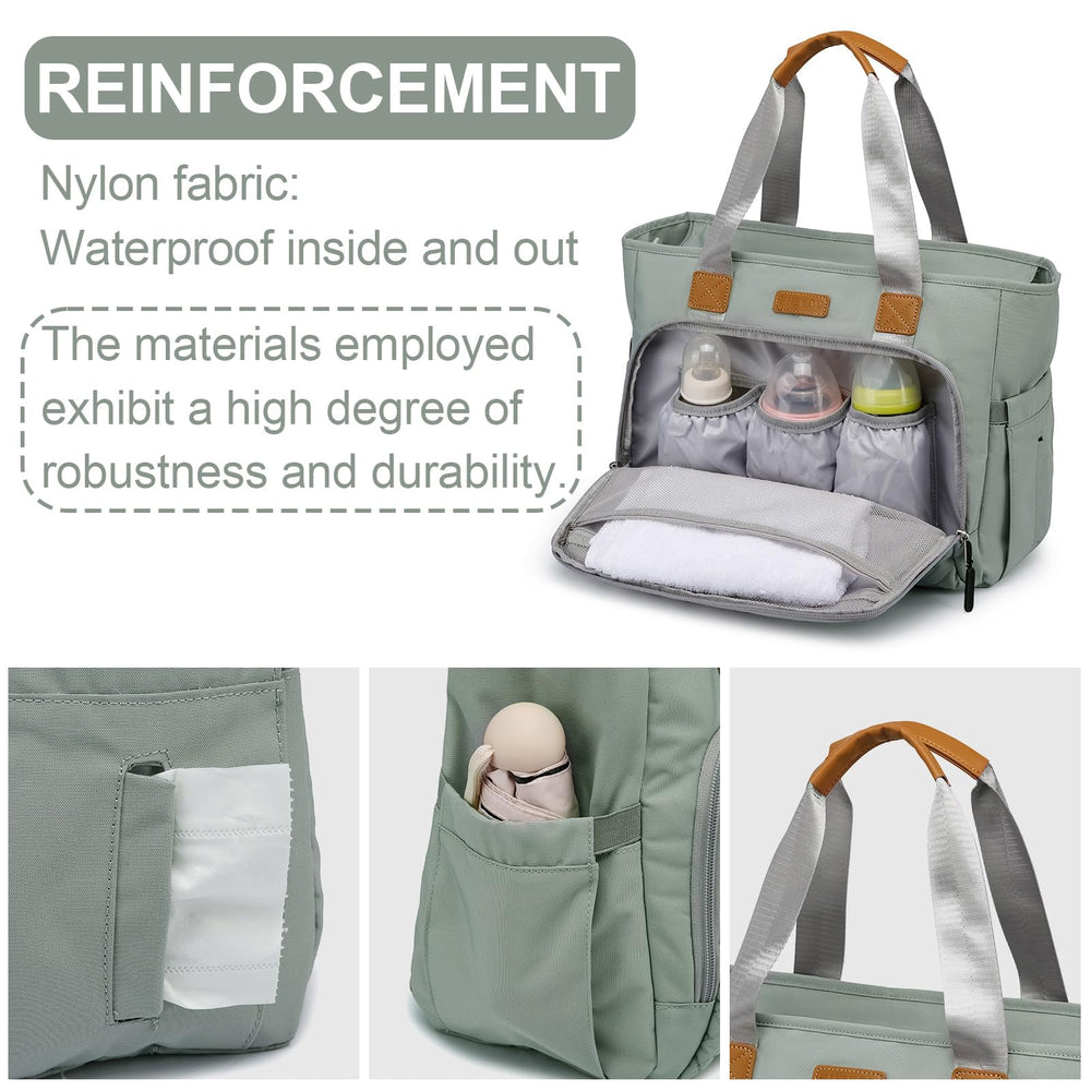 FHELAD diaper bag tote insulated pocket keeps bottles at temperature on the go